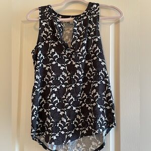 LOFT Black and White Floral Blouse